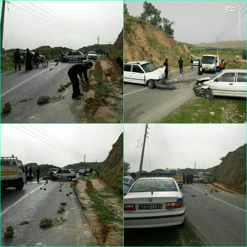 شاخ به شاخ شدن دوخودروی پراید در خوزستان