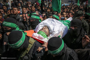 تشییع جنازه فرمانده ترور شده حماس‎