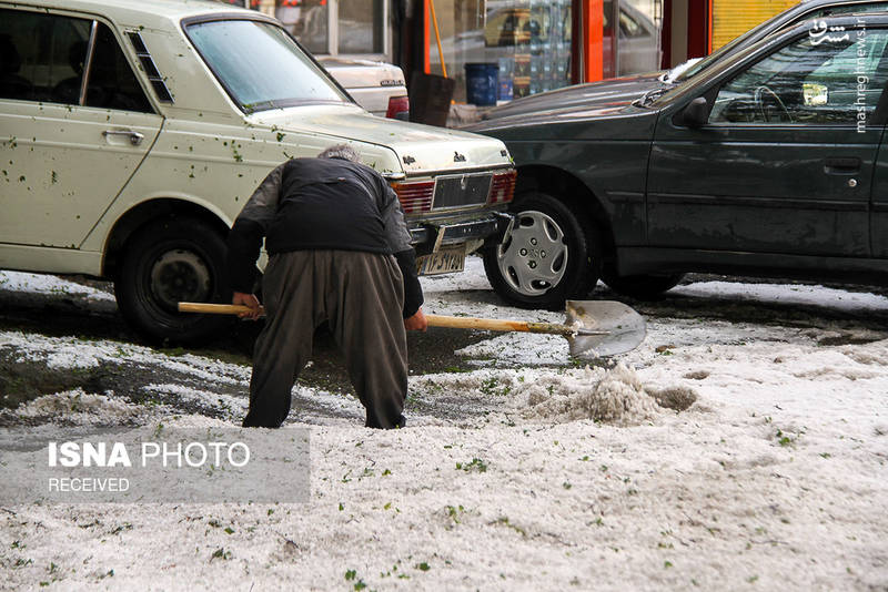 بارش شدید تگرگ در سنندج‎