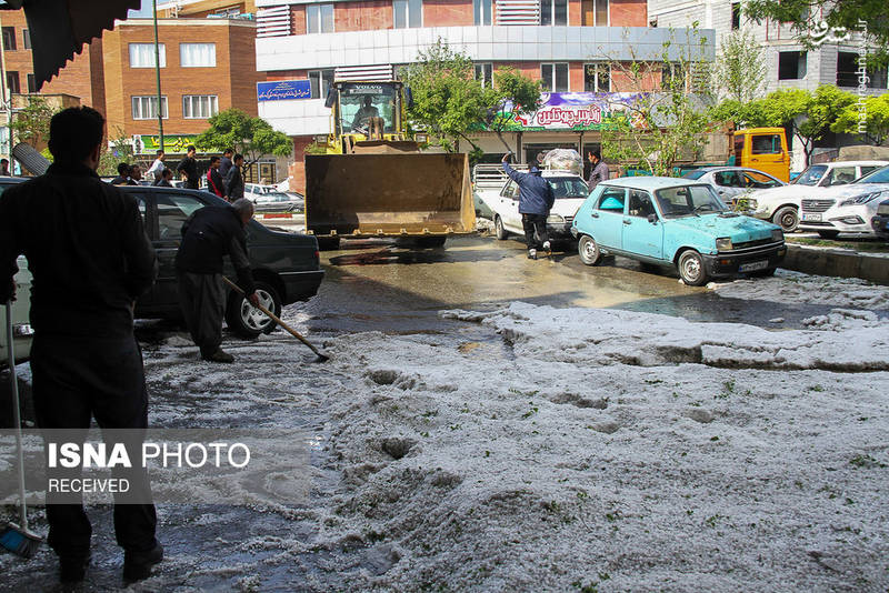 بارش شدید تگرگ در سنندج‎