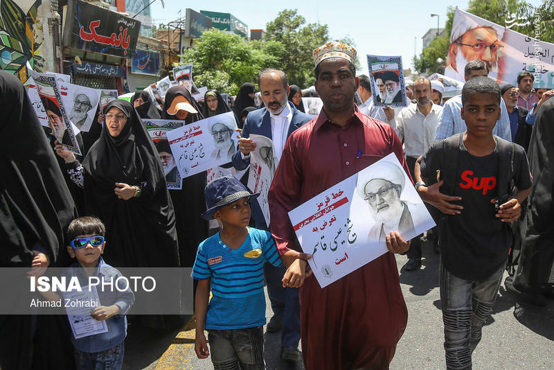 راهپیمایی نمازگزاران قم در حمایت از شیخ عیسی قاسم