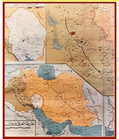 نقشه های چاپ شده توسط صدام که مناطق عرب نشین ایران را جزئی از خاک خود میدانست!