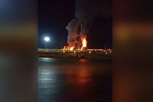 فیلم/ آتش زدن مجسمه میدان الغدیر بوشهر