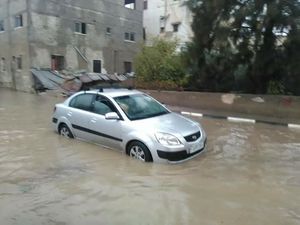 بارش باران شدید در مناطق مختلف فلسطین