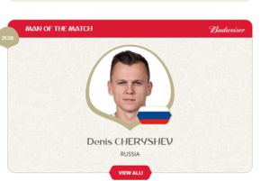 چریشف بهترین بازیکن روسیه - عربستان