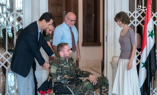 عکس/ دیدار بشار اسد و همسرش با جانبازان ارتش