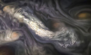 تصاویر واقعی از ابرهایی زیبا به عمق حدود 3 هزار کیلومتر در «کمربند شمال شمال» سیاره مشتری که توسط فضاپیمای ژونو برداشته شده است
