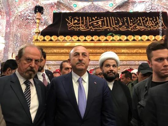 عکس/ حضور وزیر خارجه ترکیه در حرم حضرت علی(ع)