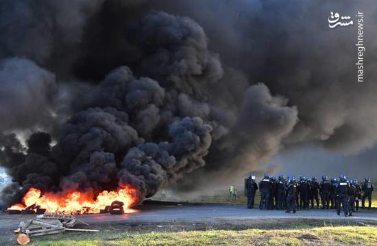 عکس/ ادامه شورش جلیقه زردها در جنوب فرانسه