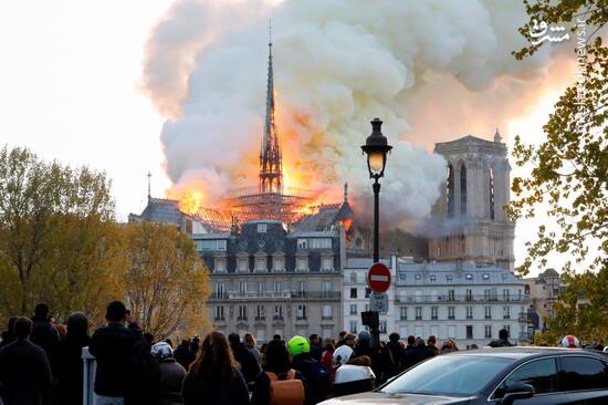 اوج امکانات در آتش‌سوزی نوتردام پاریس +عکس