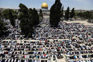 عکس/ اولین نماز جمعه ماه رمضان در مسجد الاقصی‎