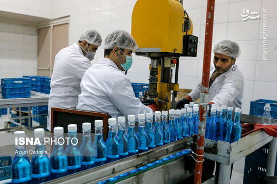 عکس/ تولید مواد ضدعفونی در کارخانه الکل قزوین