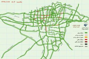 ترافیک سنگین تهران در برخی نقاط