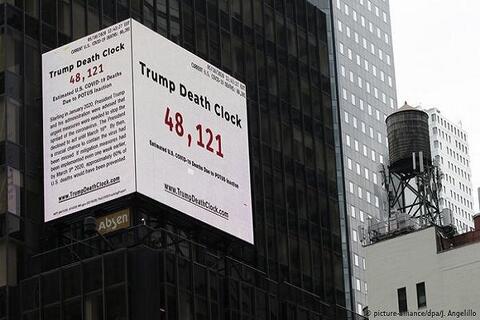 راه اندازی «ساعت مرگ ترامپ» در میدان تایمز نیویورک
