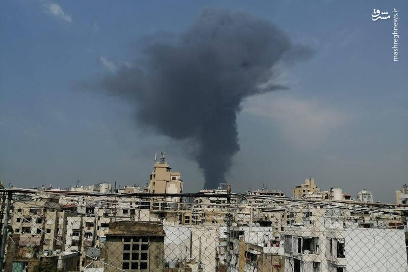 فیلم/ آتش‌سوزی جدید در بندر بیروت را از بالا ببینید