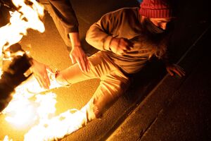 عکس/ آتش گرفتن یک معترض در اعتراضات آمریکا
