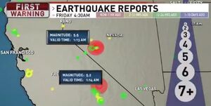 وقوع زمین‌لرزه در نوادا و کالیفرنیا به فاصله 30 ثانیه از یکدیگر