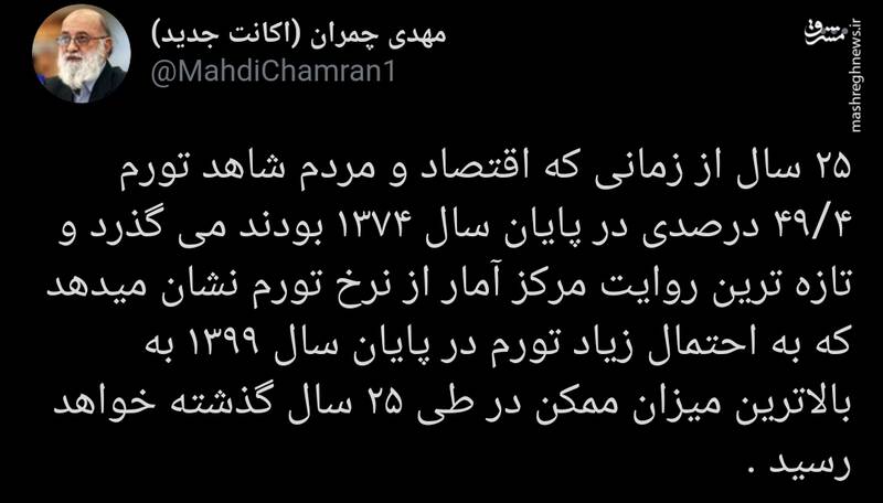 دولت روحانی رکورد تورم ۲۵ سال گذشته را زد!