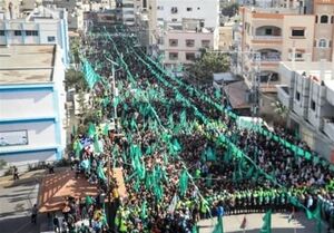 برگزاری مراسم سی‌وچهارمین سال تاسیس جنبش حماس در غزه