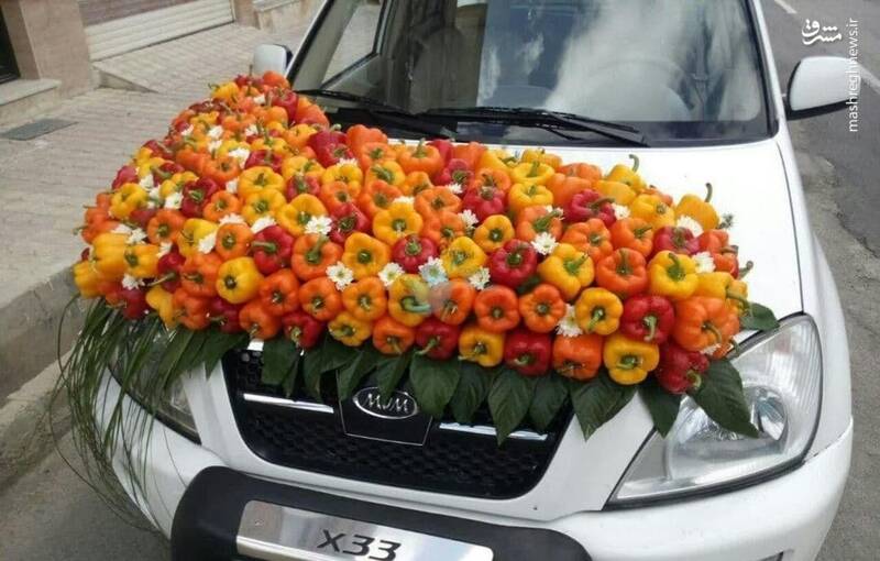 عکس/ تزئین عجیب ماشین عروس در شیراز