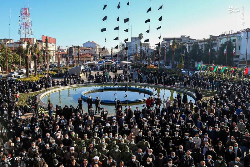 مراسم تشییع پیکر پاک هشت شهید گمنام تازه تفحص شده دفاع مقدس در رشت