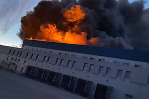 فیلم/ آتش‌سوزی در انبارهای نفتی نزدیک کی‌یف