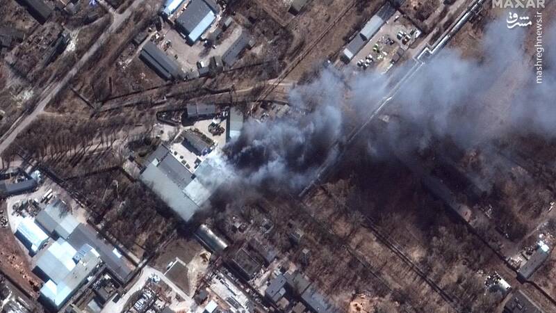 آتش سوزی در یک منطقه صنعتی در چرنیهیف