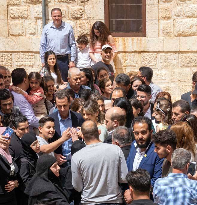 حضور بشار اسد و همسرش در صومعه «سیده صیدنایا» در دمشق