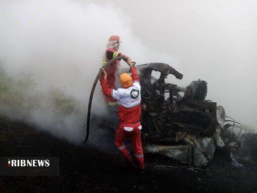 سقوط مرگبار تانکر سوخت در گردنه حیران+عکس