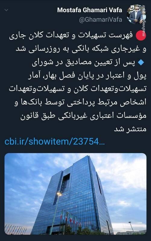 بانک مرکزی فهرست بدهکاران بانکی را به روزرسانی کرد