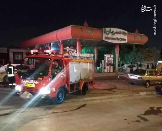 آتش سوزی در جایگاه سوخت شیراز +عکس و فیلم
