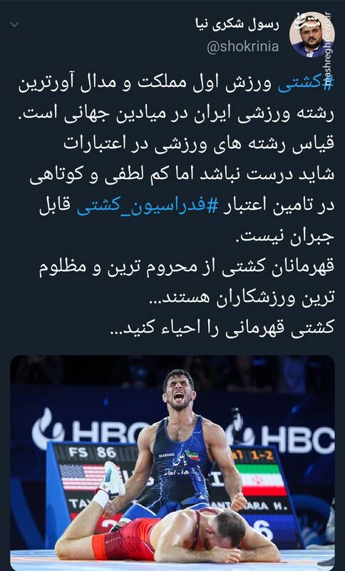 کم لطفی در تامین اعتبار فدراسیون کشتی قابل جبران نیست