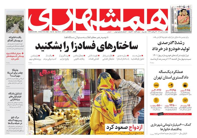 عکس / صفحه نخست روزنامههای چهارشنبه 8 تیر 13
