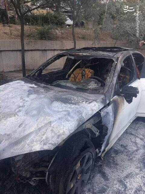 حریق بنز در بزرگراه امام علی (ع) +عکس