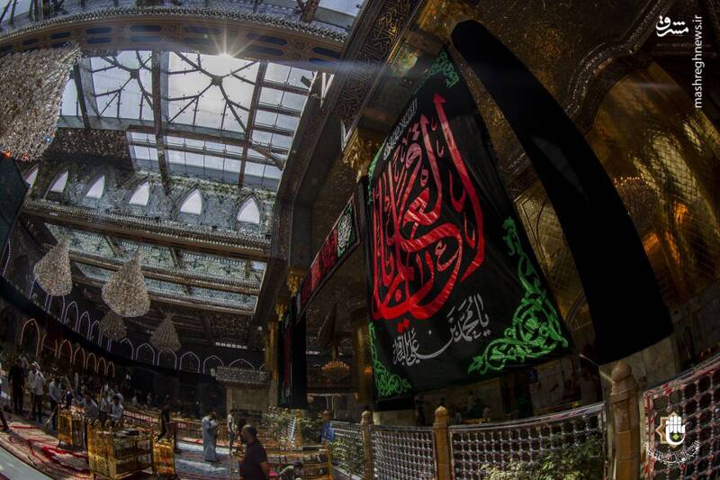 عکس/ کتیبههای شهادت باقرالعلوم(ع) در حرم حضرت عباس(ع)