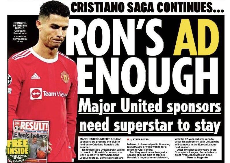 شورش اسپانسرها علیه منچستریونایتد برای رونالدو