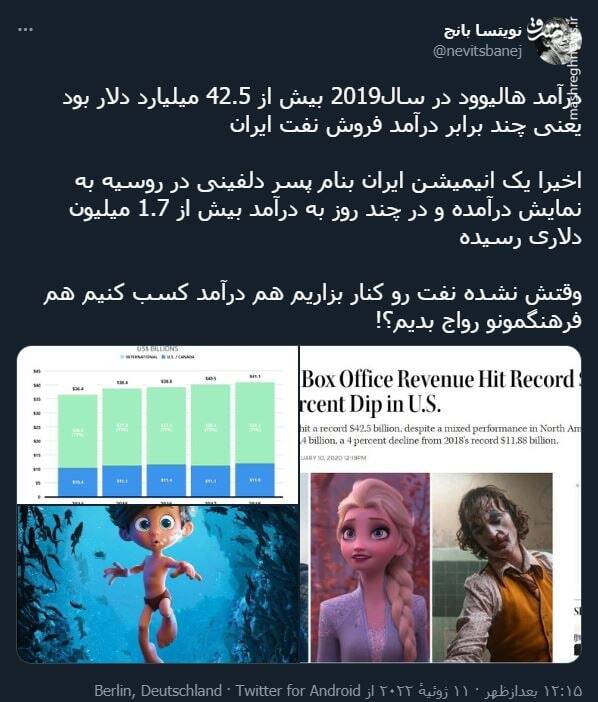 مقایسه درآمد هالیوود با درآمد نفت ایران در سال 2019 + عکس 2