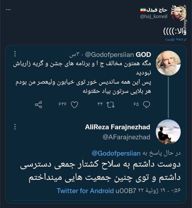 کاش میشد همه تجمع کنندگان میدان ولیعصر را قتل عام کرد!