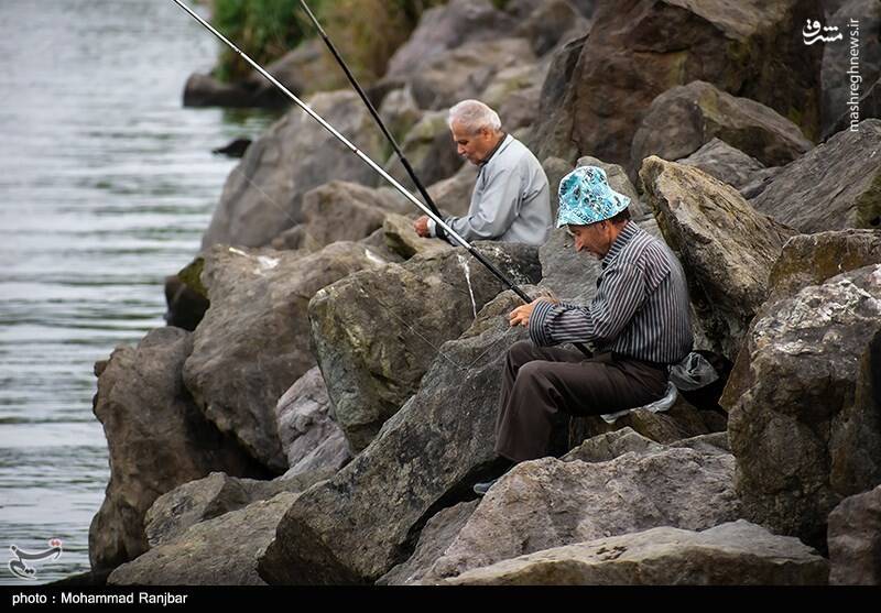 عکس/ ماهیگیری در پارک ساحلی بندر انزلی