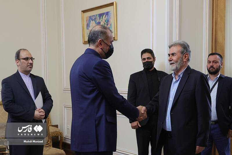 دیدار زیاد نخاله دبیر کل جهاد اسلامی فلسطین با حسین امیرعبداللهیان وزیر امور خارجه