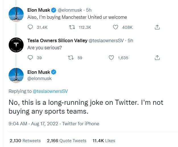 ایلان ماسک امید هواداران منچستر را بر باد داد