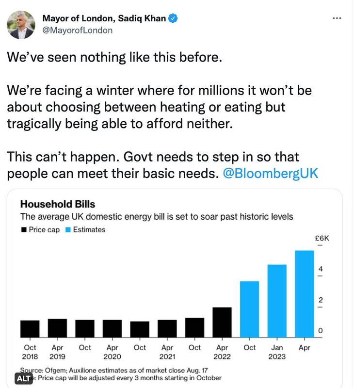 شهردار لندن از زمستانی بدون غذا و خانه گرم برای انگلیسیها خبر داد