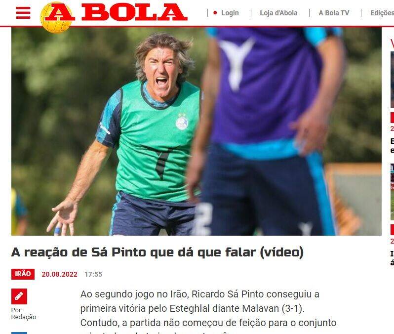 عکس| واکنش جالب نشریه پرتغالی به اقدام جنجالی ساپینتو/ رفتار سرمربی استقلال جهانی شد