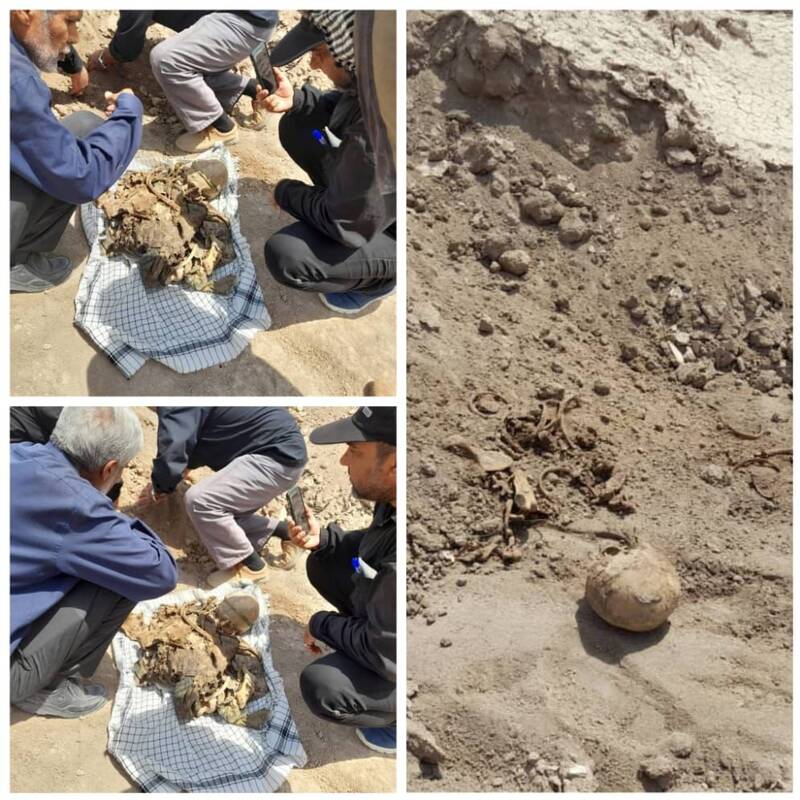 پیدا شدن پیکر شهید در شلمچه با قمقمه ساخت ایران +عکس و فیلم