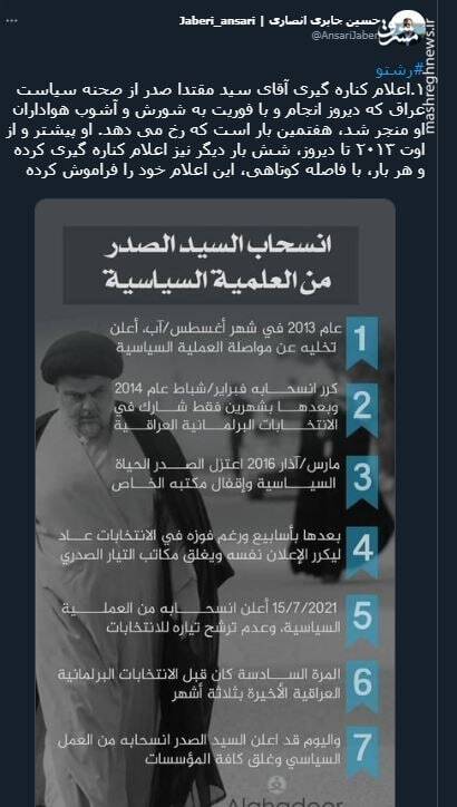 حاشیهای بر اعلام کنارهگیری مقتدی صدر از صحنه سیاست