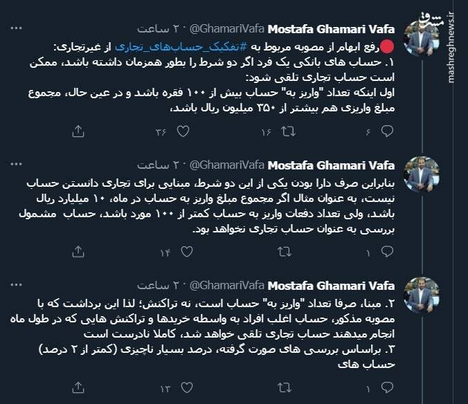 رفع ابهام از مصوبه مربوط به تفکیک حسابهای تجاری از غیرتجاری