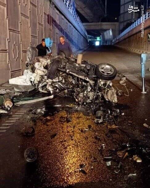 ۲ کشته در پی سقوط خودرو از پل صدر +عکس