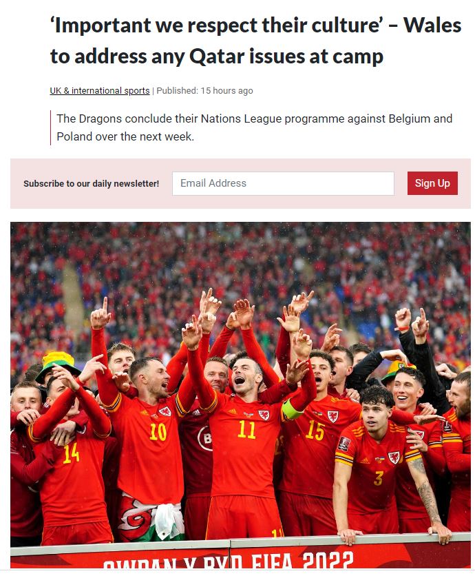 مانور جالب ولز برای احترام گذاشتن به فرهنگ قطر/ احترام به مسلمانان به سبک ولزیها!