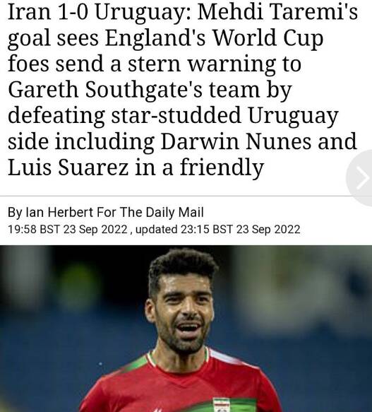 تیم ملی فوتبال ایران با گل طارمی به انگلیس هشدار داد