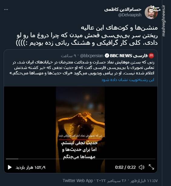 ریختن سر بیبیسی که چرا دروغ ما رو لو دادی!